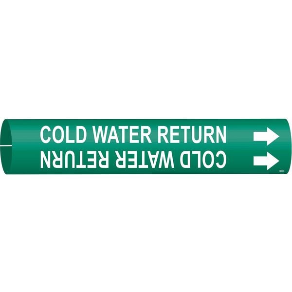 Brady Pipe Mrkr, Cold Water Return, 2-1/2to3-7/8 - 4030-C