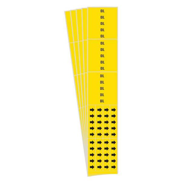 Brady Pipe Marker, Adhesive, Black, Oil, PK5, 7204-3C-PK - 7204-3C-PK