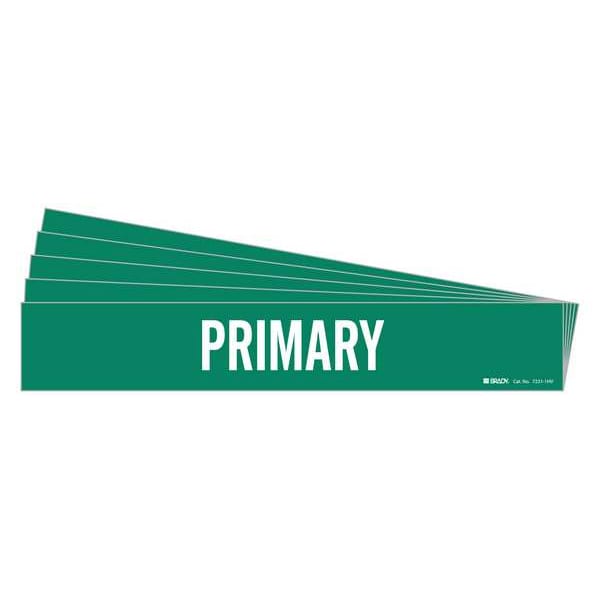 Brady Pipe Marker, Adhesive, White, Primary, PK5, 7221-1HV-PK - 7221-1HV-PK