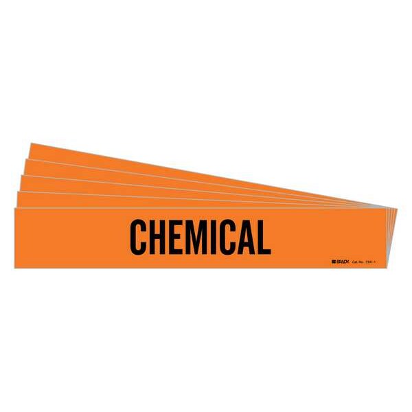 Brady Pipe Marker, Adhesive, Black, Chemical, PK5, 7341-1-PK - 7341-1-PK