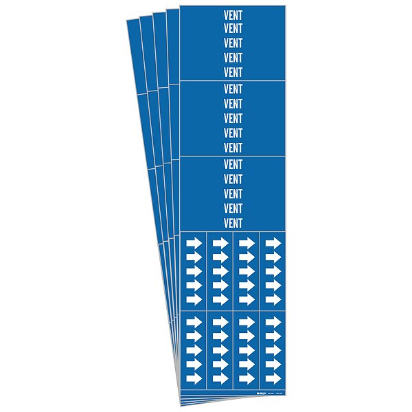 Brady Pipe Marker, Adhesive, 2-1/4"H, 2-3/4"W, PK5, 7297-3C-PK - 7297-3C-PK