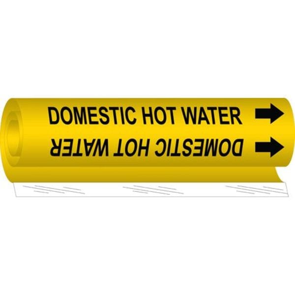 Brady Pipe Mrkr, Domestic Hot Water, 1/2 to1-3/8 - 5675-O