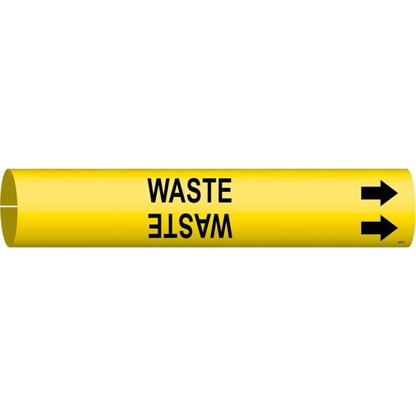 Brady Pipe Marker, Waste, Yel, 2-1/2 to 3-7/8 In - 4151-C
