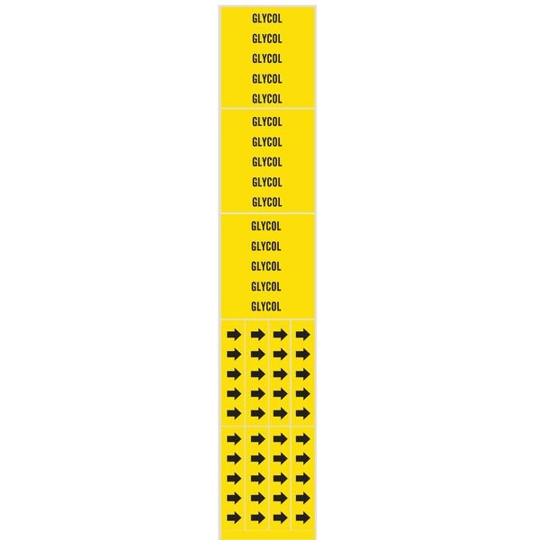 Brady Pipe Marker, Glycol, Yellow, 3/4 In or Less - 7121-3C