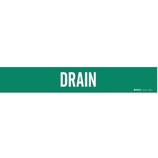Brady Pipe Marker, Drain, Grn, 2-1/2 to 7-7/8 In, 7090-1 - 7090-1