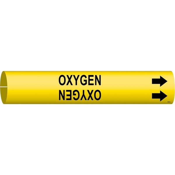 Brady Pipe Marker, Oxygen, Yel, 2-1/2 to 3-7/8 In - 4105-C