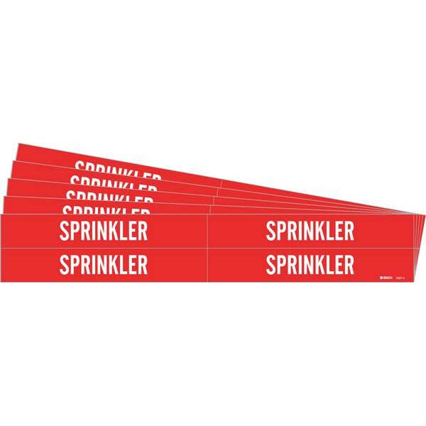Brady Pipe Marker, Adhesive, White, Sprinkler, PK5, 7267-4-PK - 7267-4-PK