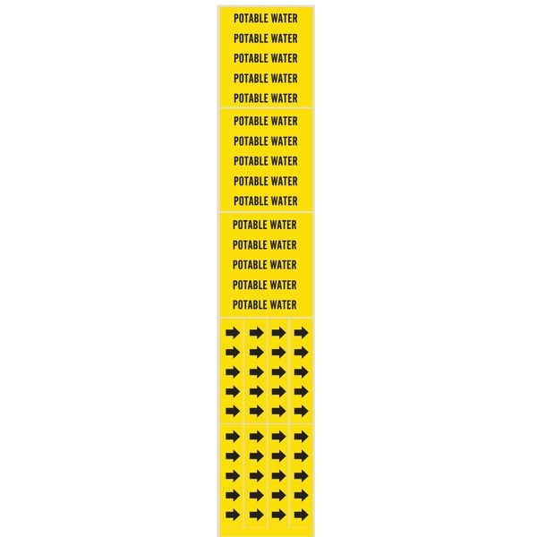 Brady Pipe Marker, Potable Water, Y, to 3/4 In - 7218-3C