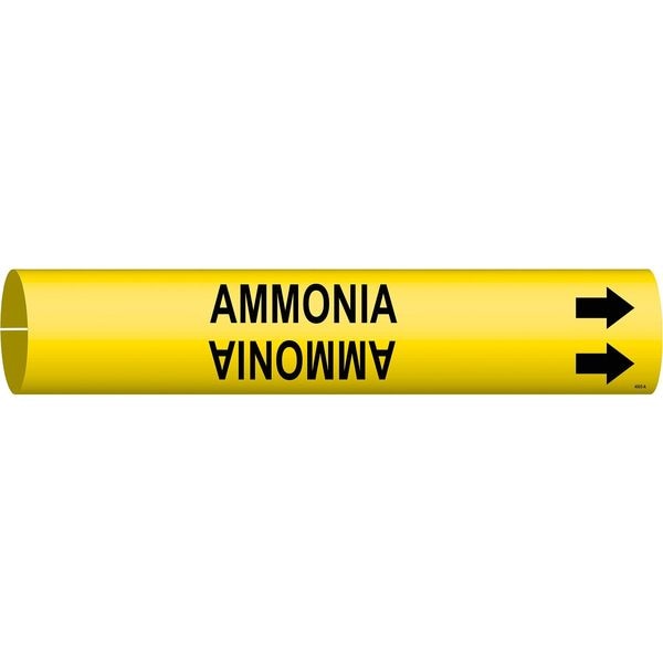 Brady Pipe Marker, Ammonia, Yel, 3/4 to 1-3/8 In - 4005-A