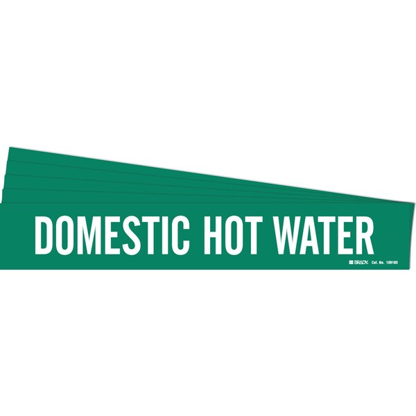 Brady DOMESTIC HOT WATER Pipe Marker Style 1HV Polyester WT on GN 1 per Card, 5 PK - 106103-PK