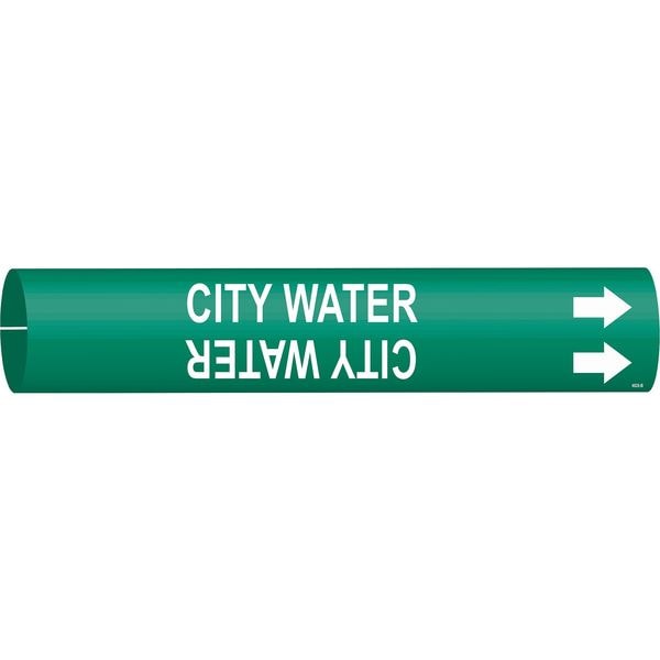 Brady Pipe Marker, City Water, Green, 4 to 6 In - 4028-D