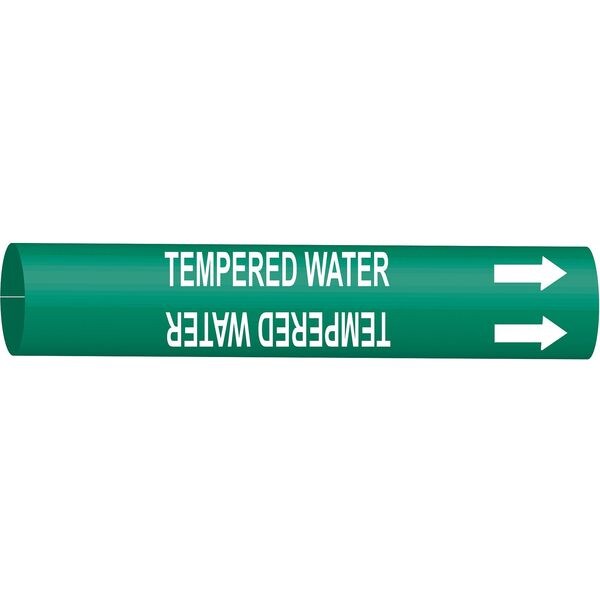 Brady Pipe Marker, TempeR Water, Gn, 8 to9-7/8 In - 4371-G