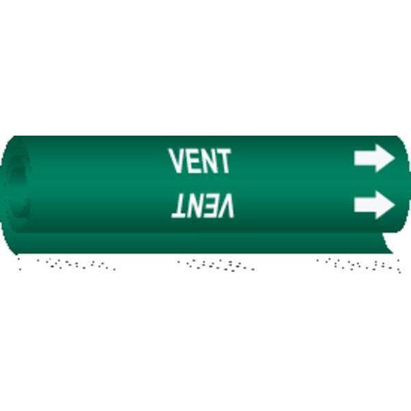 Brady Pipe Marker, Vent, Green, 1-1/2 to 2-3/8 In - 5780-I