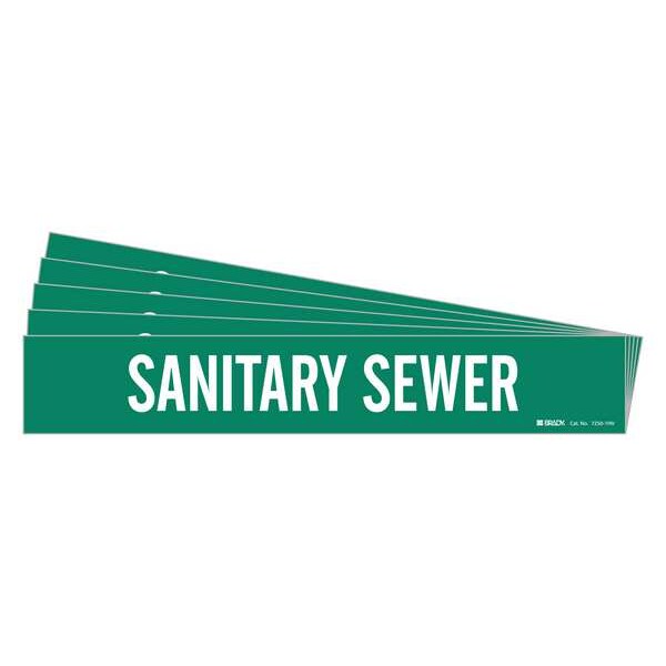 Brady Pipe Marker, White, Sanitary Sewer, PK5, 7250-1HV-PK - 7250-1HV-PK