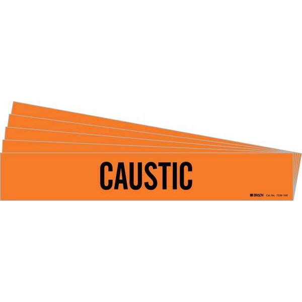 Brady Pipe Marker, Adhesive, Black, Caustic, PK5, 7339-1HV-PK - 7339-1HV-PK
