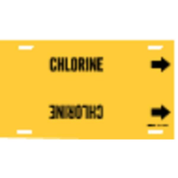 Brady Pipe Marker, Chlorine, Yel, 6 to 7-7/8 In - 4025-F