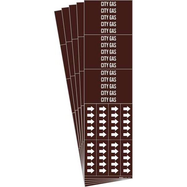 Brady Pipe Marker, Adhesive, White, City Gas, PK5, 7346-3C-PK - 7346-3C-PK