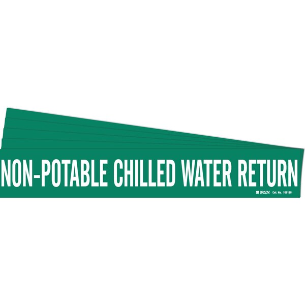 Brady NON-POTABLE Chilled Wtr Ret Pipe Marker Style 1 WT on GN 1 per Card, 5 PK - 106120-PK