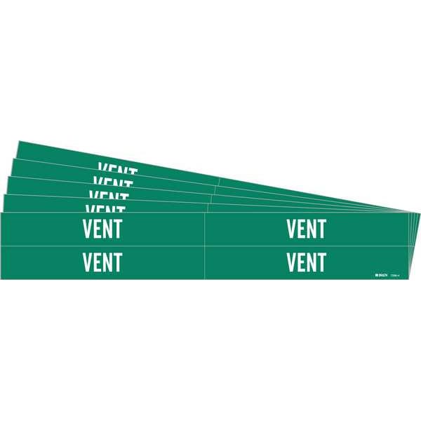 Brady Pipe Marker, Adhesive, White, Vent, PK5, 7296-4-PK - 7296-4-PK
