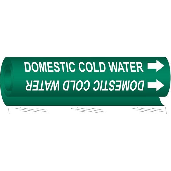 Brady Pipe Marker, Domestic Cold Water, Green, 5673-I - 5673-I