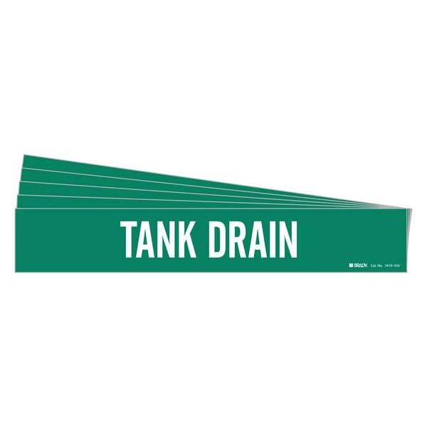 Brady Pipe Marker, White, Tank Drain, PK5, 7419-1HV-PK - 7419-1HV-PK