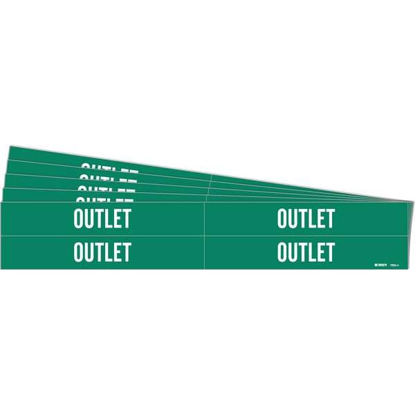Brady Pipe Marker, Adhesive, White, Outlet, PK5, 7205-4-PK - 7205-4-PK
