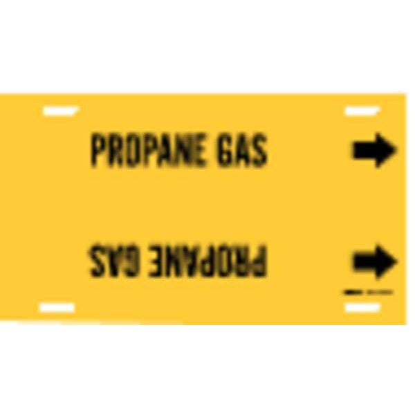 Brady Pipe Marker, Propane Gas, Yel, 8 to9-7/8 In - 4114-G