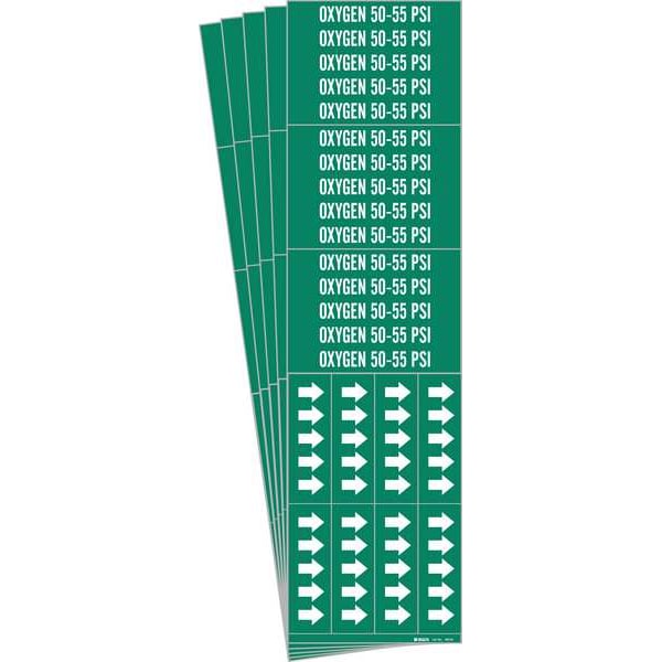 Brady Pipe Marker, White, Oxygen 50-55 PSI, PK5, 86328-PK - 86328-PK