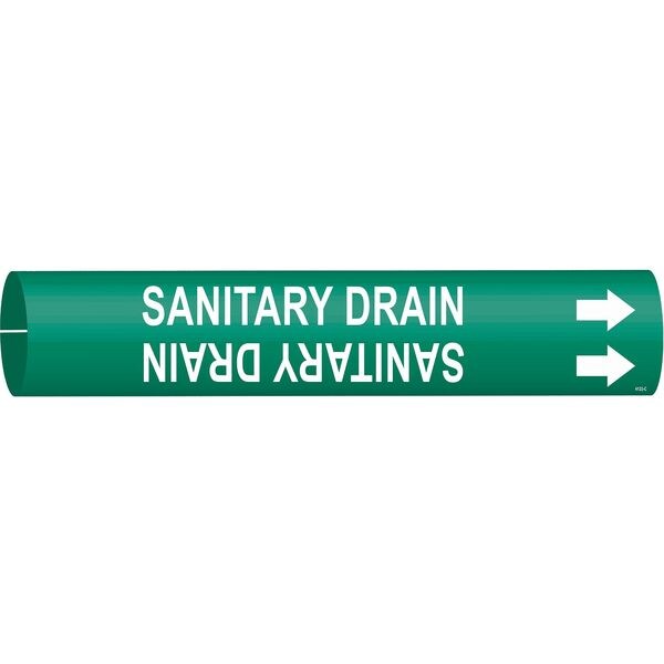 Brady Pipe Mrkr, Sanitary Drain, 2-1/2to3-7/8 In - 4122-C