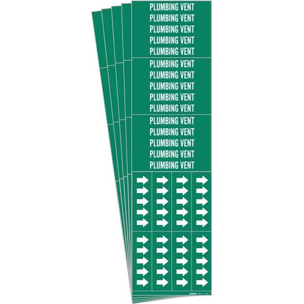 Brady Pipe Marker, White, Plumbing Vent, PK5, 7214-3C-PK - 7214-3C-PK