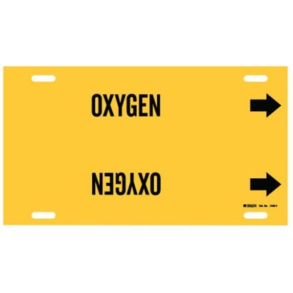 Brady Pipe Marker, Oxygen, Yellow, 6 to 7-7/8 In - 4105-F