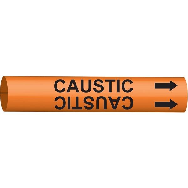 Brady Pipe Marker, Caustic, Orange, 6 to 7-7/8 In - 4307-F