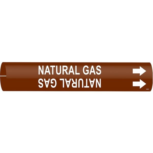 Brady Pipe Marker, Natural Gas, Brown, 4 to 6 In - 4349-D