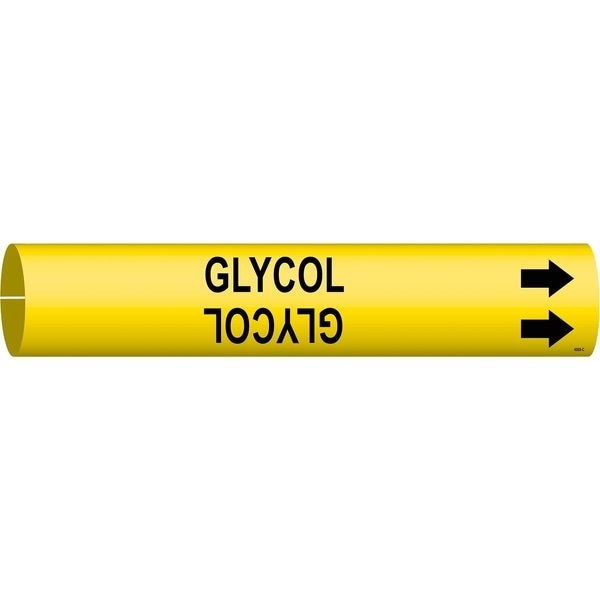 Brady Pipe Marker, Glycol, Yel, 2-1/2 to 3-7/8 In - 4068-C