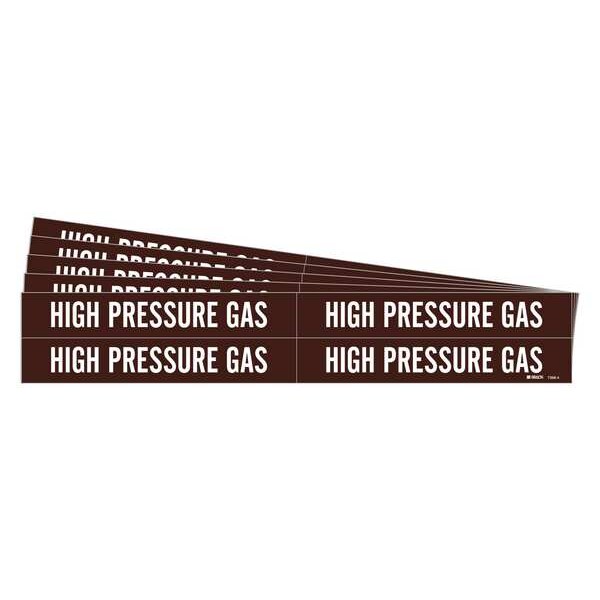 Brady Pipe Marker, White, High Pressure Gas, PK5, 7368-4-PK - 7368-4-PK