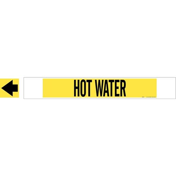 Brady Pipe Marker, Hot Water, Y, 8 In or Greater, 5707-HPHV - 5707-HPHV