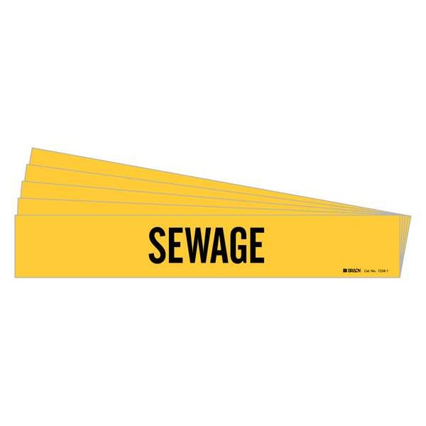 Brady Pipe Marker, Adhesive, Black, Sewage, PK5, 7258-1-PK - 7258-1-PK