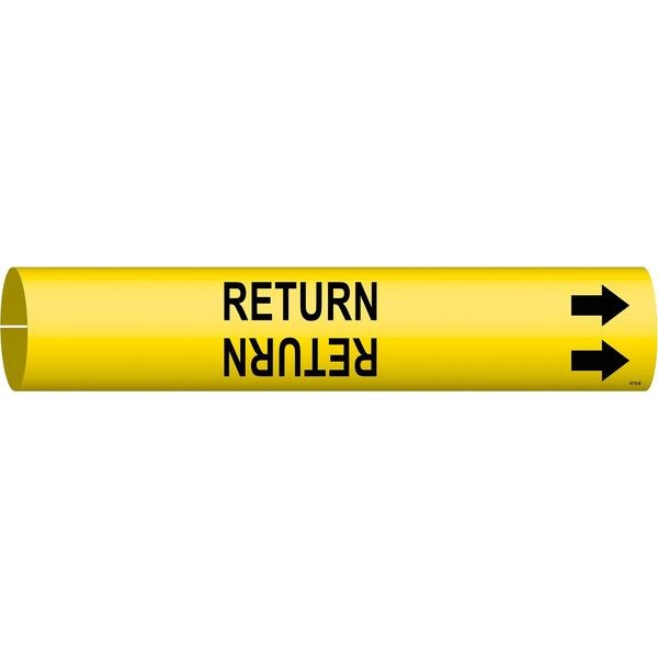 Brady Pipe Marker, Return, Yel, 1-1/2 to 2-3/8 In - 4119-B