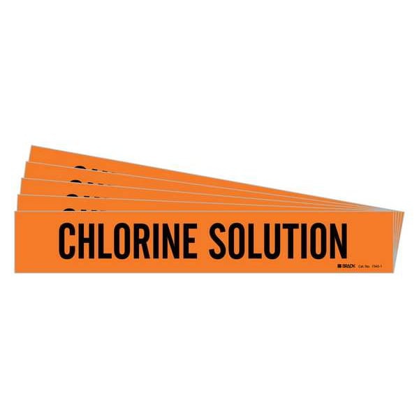 Brady Pipe Marker, Black, Chlorine Solution, PK5, 7345-1-PK - 7345-1-PK