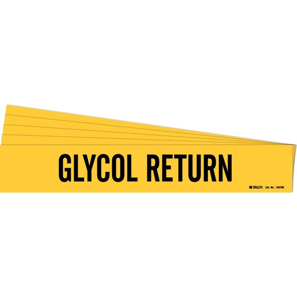 Brady GLYCOL RETURN Pipe Marker Style 1 Polyester Black on Yellow 1 per Card, 5 PK - 105760-PK
