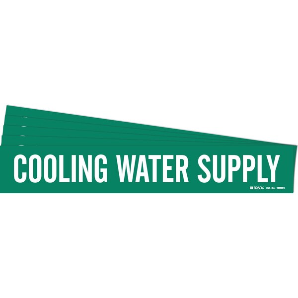 Brady COOLING WATER SUPPLY Pipe Marker Style 1HV Polyester WT on GN 1 per Card, 5 PK - 106091-PK