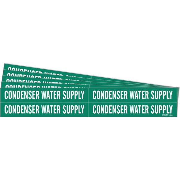 Brady CONDENSER WATER SUPPLY Pipe Marker Style 4 Polyester WT on GN 4 per Card, 5 PK - 106081-PK