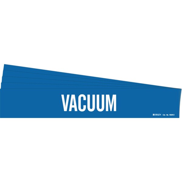 Brady VACUUM Pipe Marker Style 1 White on Blue 1 per Card, 5 PK - 105812-PK