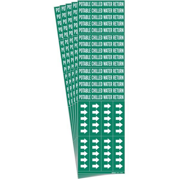 Brady POTABLE Chilled Wtr Ret Pipe Marker Sty 3C Arrows WT on GN 3 per Card, 5 PK - 106134-PK