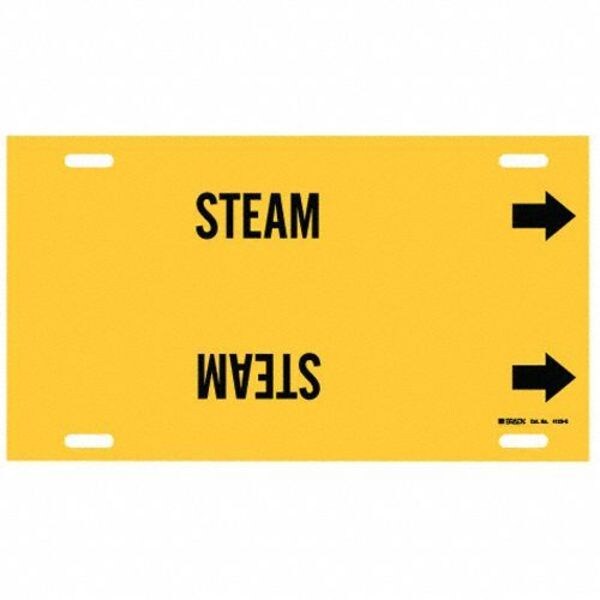 Brady Pipe Marker, Steam, Yellow, 8 to 9-7/8 In - 4129-G