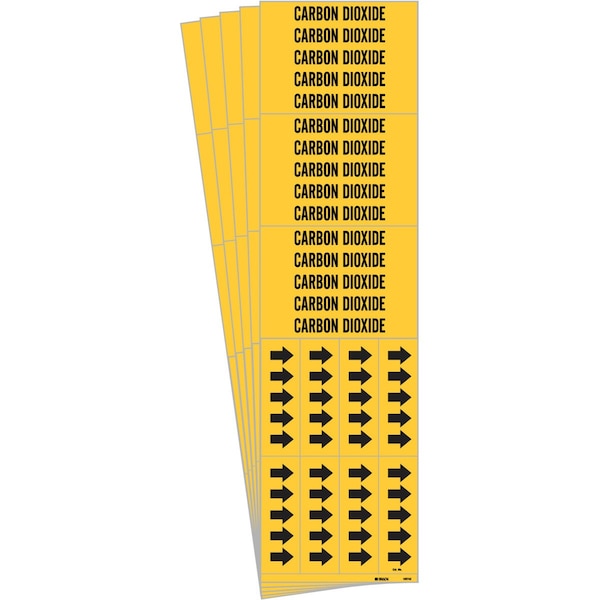 Brady CARBON DIOXIDE Pipe Marker Style 3C Arrows Polyester BK on YL 3 per Card, 5 PK - 105742-PK