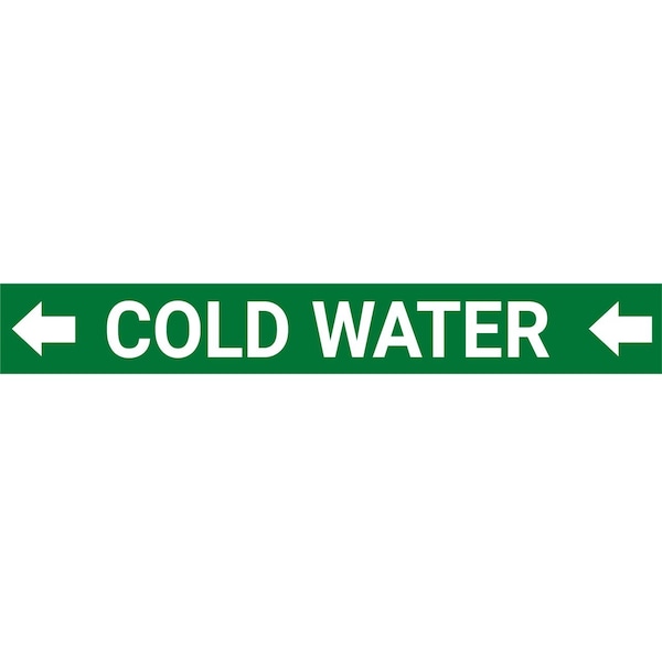 Creative Safety Supply Cold Water Pipe Marking Label, No Arrows, 0.75in to 1.4in Diameter Pipes - PM10025-XS-N