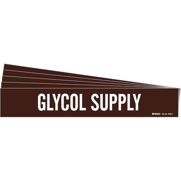 Brady GLYCOL SUPPLY Pipe Marker Style 1HV White on Brown 1 per Card, 5 PK - 8781-1HV-PK