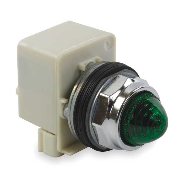 Indicador luminoso de Schneider Electric, 30mm, cromado, verde, 120VAC - 9001KP1G9.