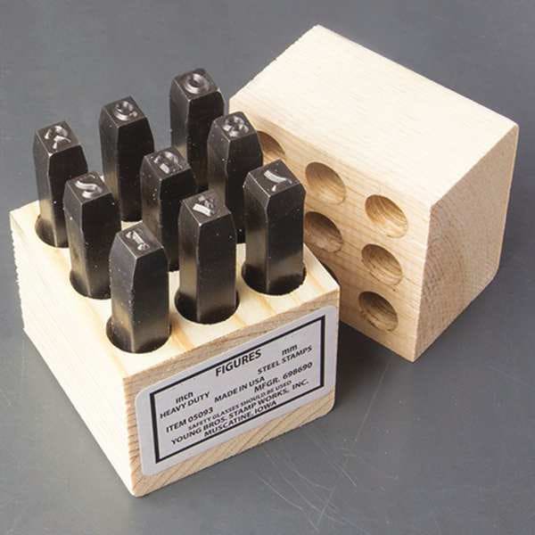 Young Bros Stamp Works Steel Stamps Set, 3-1/8" Shank L, Steel, 8093 - 08093